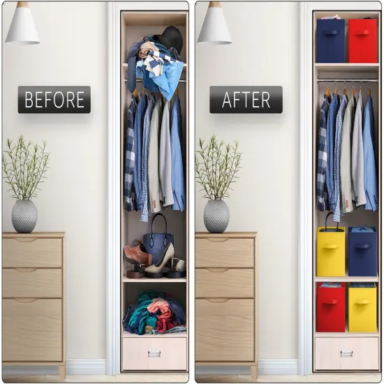 Sorbus Fabric Collapsible Cube Storage Bins Set (6 Pack) Yellow, Red, Black {6}