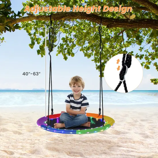 LED Lights Saucer Tree Swing for Kids Multicolored {4}