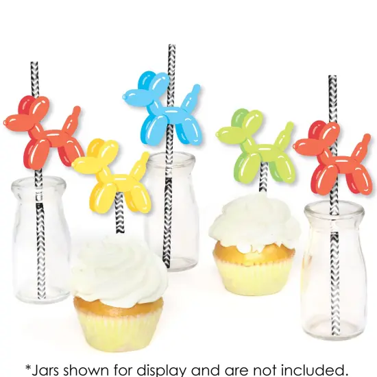 Big Dot of Happiness Balloon Animals - Paper Straw Decor - Happy Birthday Party Striped Decorative Straws - Set of 24 {6}