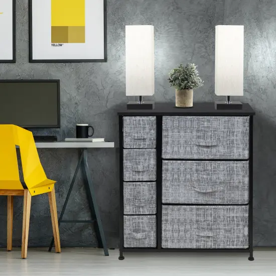 Sorbus Dresser with Drawers - Furniture Storage Tower Unit for Bedroom, Hallway, Closet, Office Organization - Steel Frame, Wood Top, Easy Pull Fabric Bins Gray/Black {3}