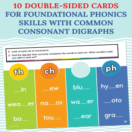 Carson Dellosa 20-Piece Digraph Edu-Clings Set,Language Arts Dry Erase Mats and Silicone Phonics Manipulatives for Grammar and Spelling Games and Practice {2}