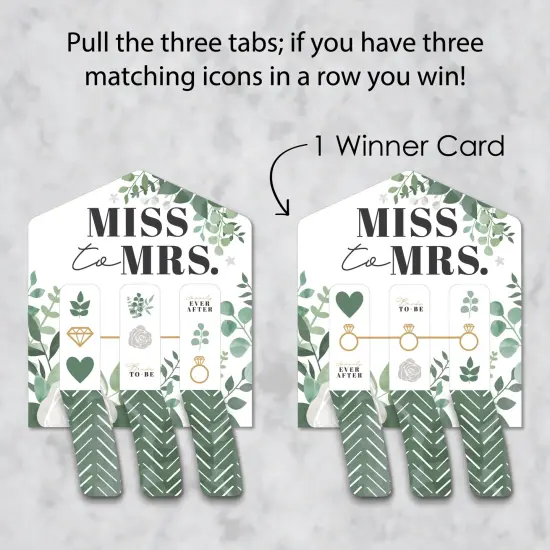 Big Dot of Happiness Boho Botanical Bride - Greenery Bridal Shower and Wedding Party Game Pickle Cards - Pull Tabs 3-in-a-Row - Set of 12 {4}