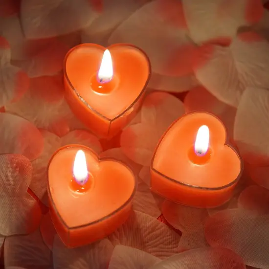 2-Inch Heart Votive Tea Lights Candles Red {4}