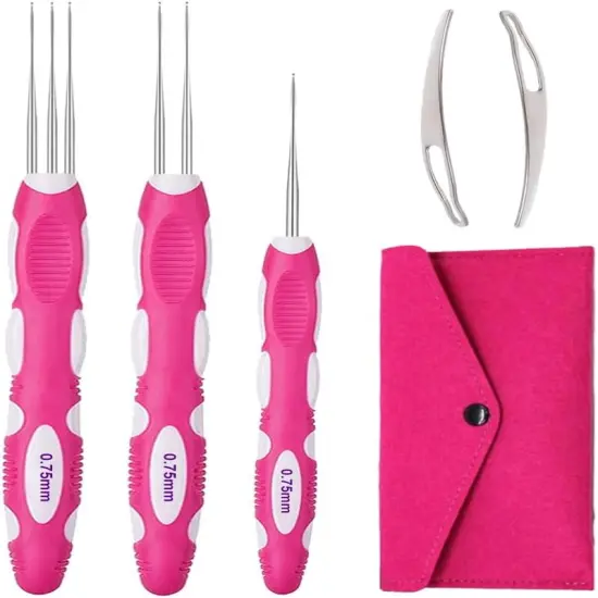 Dreadlocks Crochet Hooks with Ergonomic Handle,0.75Mm Hair Crochet Needle Pink {1}