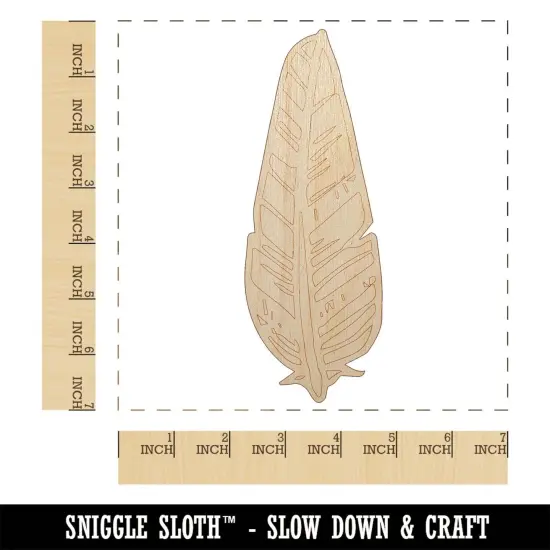 Hand Drawn Artsy Feather Unfinished Wood Shape Piece Cutout for DIY Craft Projects {1}