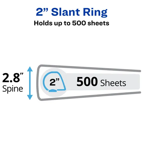 Avery Durable View 3 Ring Binders, 2 Inch Slant Rings, 2 White Binders (46041) {2}