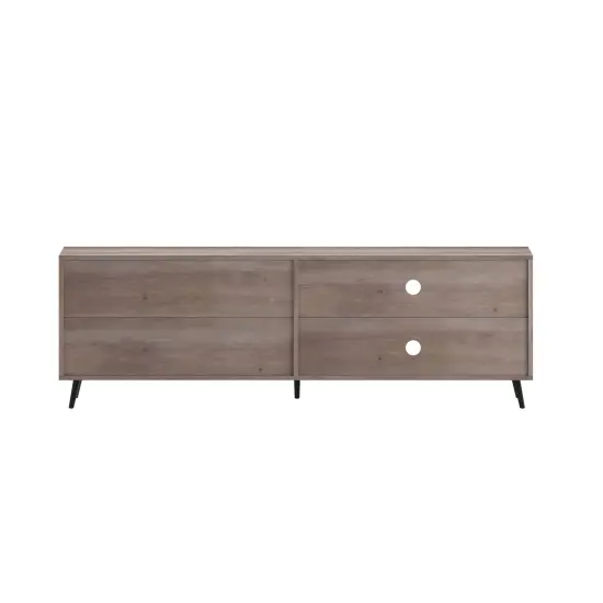 Merrick Lane Erikson Mid-Century Modern TV Stand with Adjustable Shelves and Two Drawers Walnut {4}