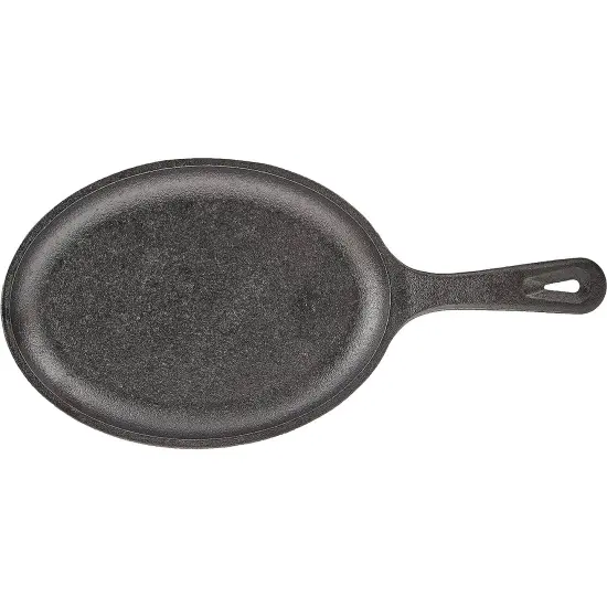 Lodge Logic LOS3 Cast Iron Oval Serving Griddle with Handle 10 x 7.5 in {4}