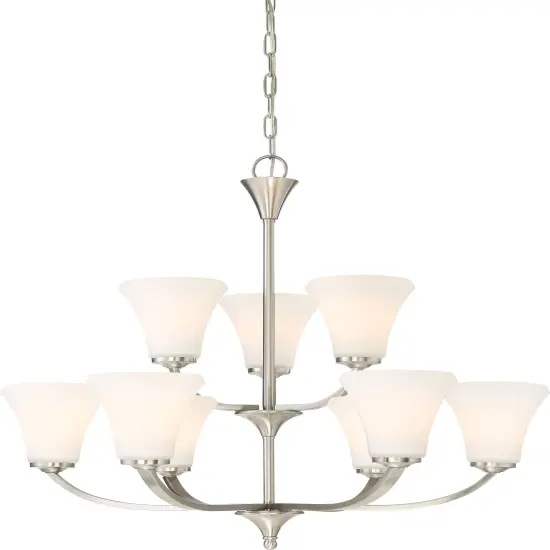 Fawn 9-Light Hanging Mounted Chandelier Light Fixture in Brushed Nickel Finish {1}