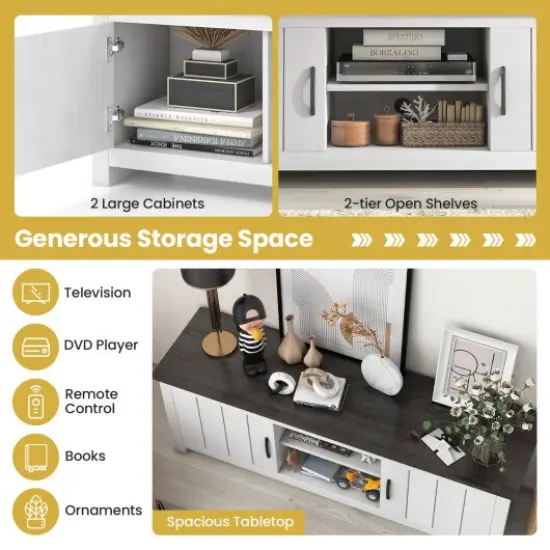 TV Stand with 2 Cabinets and Open Shelves for TVs up to 65 Inch-Dark Brown {3}