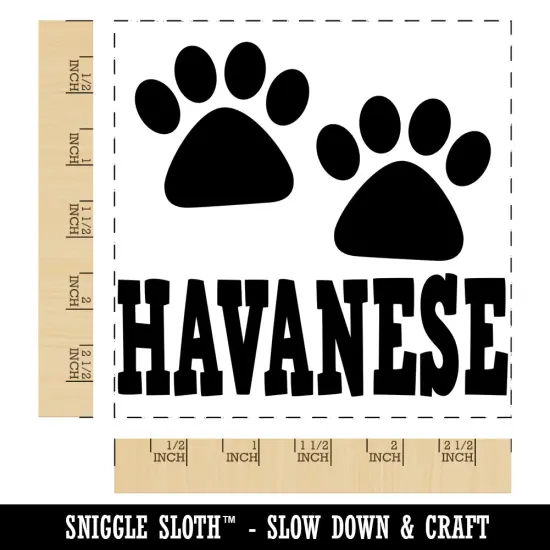 Havanese Dog Paw Prints Fun Text Square Rubber Stamp for Stamping Crafting {1}