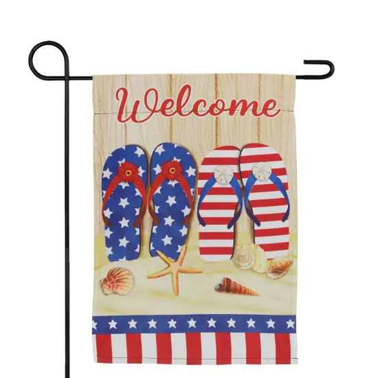 Northlight Sandy Beach "Welcome" Patriotic Outdoor Garden Flag - 18" x 12.5" Blue {3}