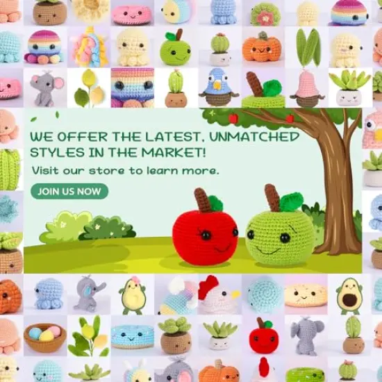 Crochet Kit for Beginners, Beginner Crochet Starter Kit with Step-by-Step Video Tutorials, Learn to Crochet Kits for Adults Kids, DIY Knitting Supplies, Apple Couple (40%+ Yarn) {3}