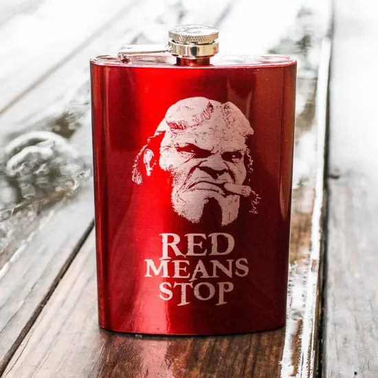 8oz RED Red Means Stop Flask {2}