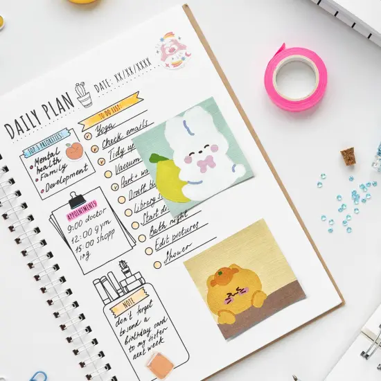 Wrapables Bunnies & Kitties Sticky Notes, Adhesive Memo Notepads for Home, Office, Work (Set of 4) {5}