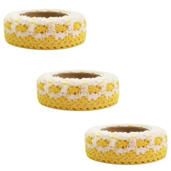 Wrapables Colorful Decorative Adhesive Lace Tape (Set of 3) Yellow {1}