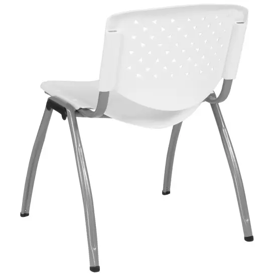 Emma and Oliver Home and Office Plastic Stack Chair with Perforated Back - Guest Chair White {4}