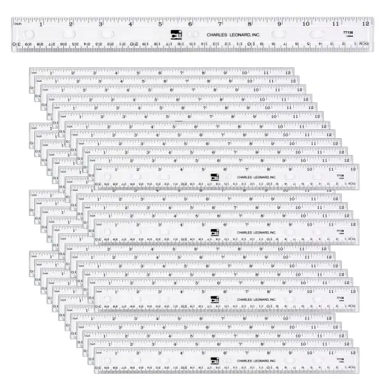 Plastic Ruler, 12", Translucent, Clear, Pack of 48 {1}