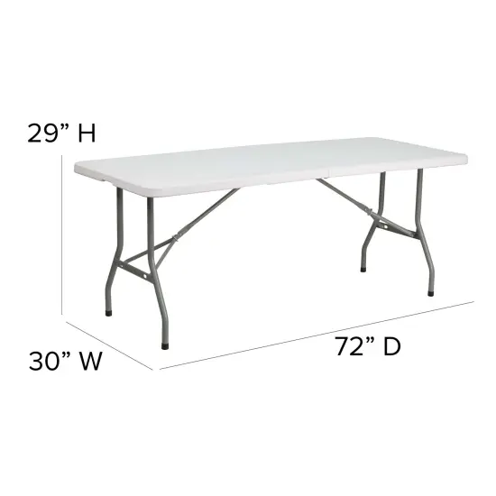 Emma and Oliver 6-Foot Bi-Fold Plastic Folding Table Granite White {4}