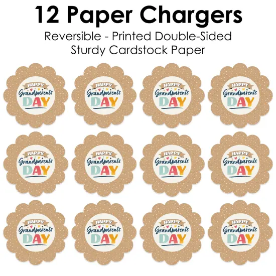 Big Dot of Happiness Happy Grandparents Day - Grandma & Grandpa Party Round Table Decorations - Paper Chargers - Place Setting For 12 {7}