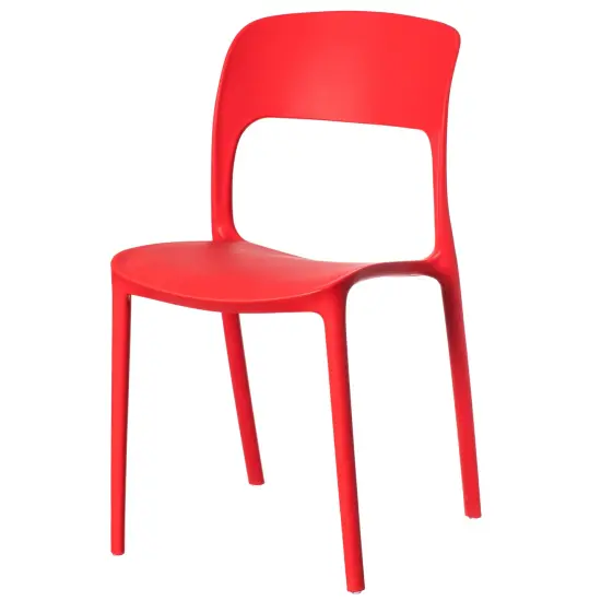 Modern Plastic Outdoor Dining Chair with Open Curved Back Set of 2 Red {7}