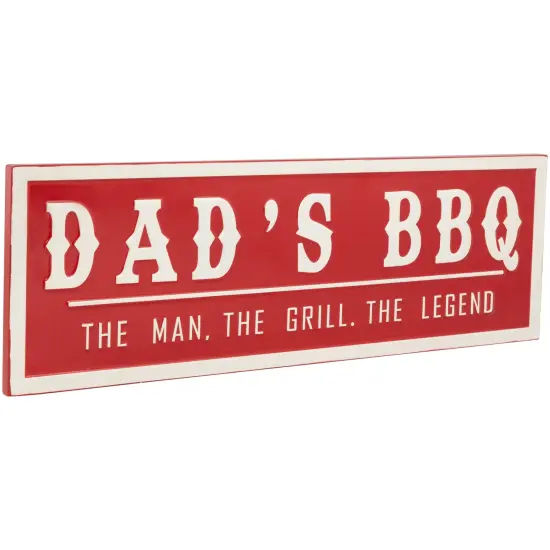 Northlight Dad's BBQ Metal Wall Sign - 23" - Red {4}