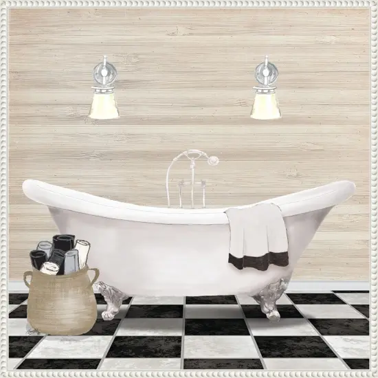Bathroom I by Elizabeth Medley Framed Canvas Wall Art {1}