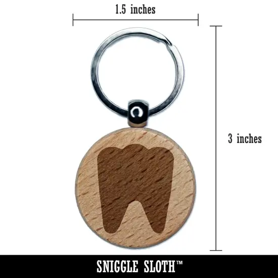 Tooth Dentist Engraved Wood Round Keychain Tag Charm {2}