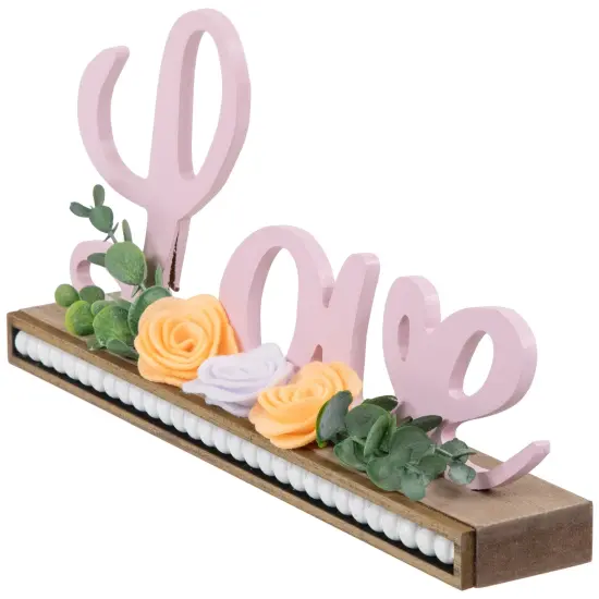 Northlight Love with Flowers Wooden Valentine's Day Sign - 11.25" Pink {5}