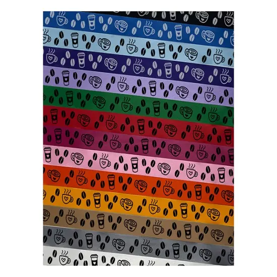Coffee Beans and Coffee Cups Border Satin Ribbon for Bows Gift Wrapping - 1" - 3 Yards Lavender Ribbon {1}