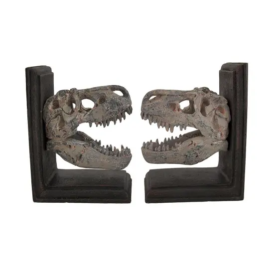 Set of 2 Tyrannosaurus Rex T-Rex Skull Bookends {5}