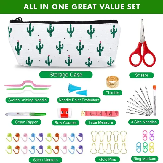 73 Pack Crochet Hooks Set, 13 PCS 2Mm(B)-10Mm(N) Ergonomic Soft Grip Crochet Handles Yarn Knitting Needles Kit with Case for Arthritic Hand, Crochet Starter Kit for Beginners and Lovers {4}