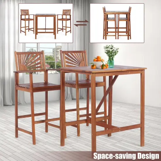 3 Pieces Patio Bar Set with 2 Bar Stools and 1 Bar Table {2}
