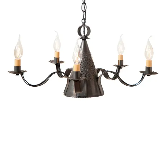 Irvins Country Tinware 5-Arm Small Sturbridge Chandelier in Kettle Black {1}