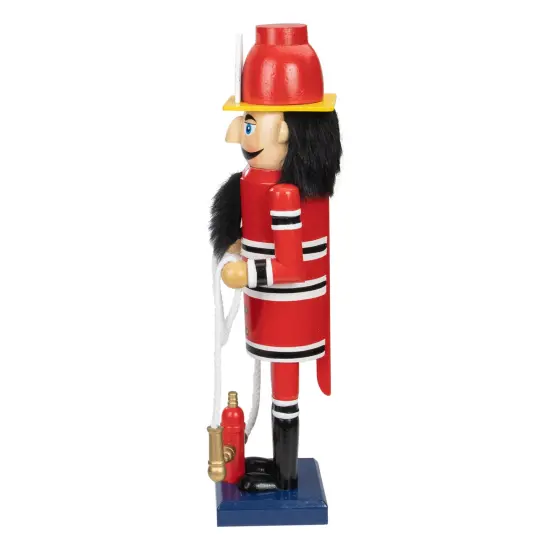 Northlight 14 Red Wooden Fireman with Hose Christmas Nutcracker Black {5}