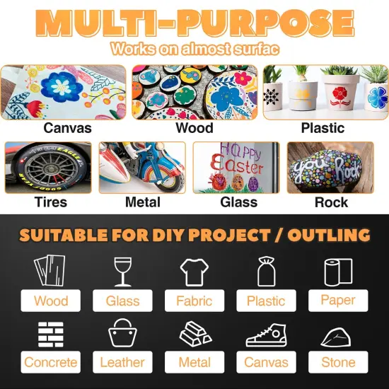 8 Colors Permanent Paint Markers Paint Pens for Plastic Metal,Oil Based Paint Marker Pens Set, Quick Dry & Waterproof, Oil Paint Pen Paint Markers for Glass, Wood, Rock Painting, Tire, DIY Craft, {5}