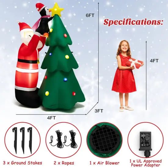 6 Feet Inflatable Christmas Tree and Santa Claus with LED and Air Blower {4}