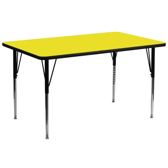 Emma and Oliver 30x72 Rectangle HP Laminate Adjustable Activity Table Yellow {1}