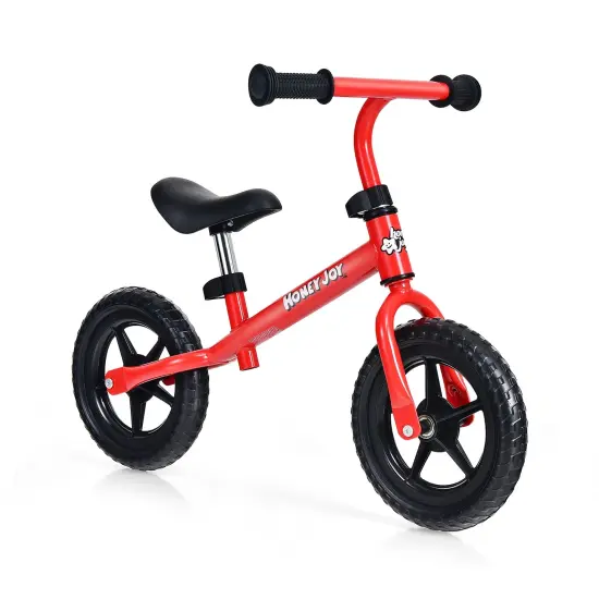 Kids No Pedal Balance Bike with Adjustable Handlebar and Seat Red {1}