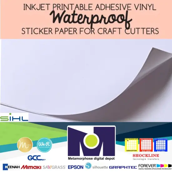 SIHL Inkjet Printable White Vinyl GLOSS 5 Sheets, 8.5"x11" Waterproof {1}