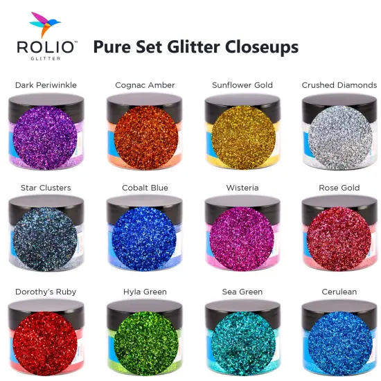 Rolio - Holographic Glitter Pure Set - 12 Color ,15g jars - Cosmetic Grade {2}