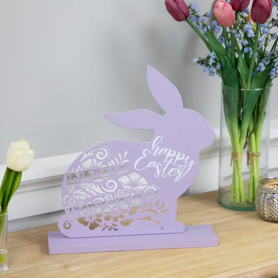 Northlight Happy Easter Floral Cut-Out Bunny Decoration - 13" Purple {4}