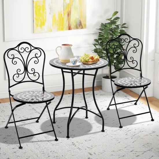 Set Of 2 Mosaic Chairs For Patio Metal Folding Chairs Design-C {6}