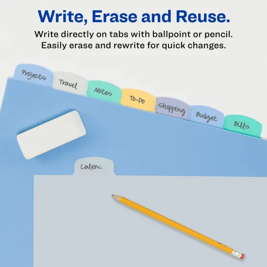 Avery Big Tab Write & Erase Durable Plastic Dividers for 3 Ring Binders, 8-Tab Sets, Pastel Multicolor, 3 Sets (31351) {2}