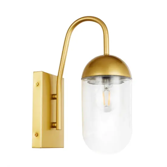 Kace 1 light Brass and Clear glass wall sconce {3}