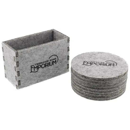 Creekview Home Emporium Drink Coasters with Holder - Gray Felt 8pc Coaster Set {2}