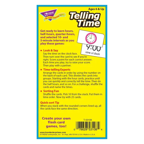 Telling Time Skill Drill Flash Cards, 3 Packs {4}