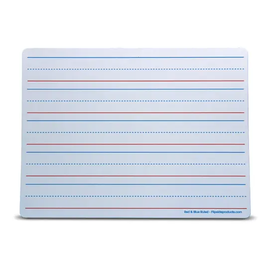 Dry Erase Learning Mat, Two-Sided Red & Blue Ruled/Plain, 9" x 12", Pack of 24 {2}