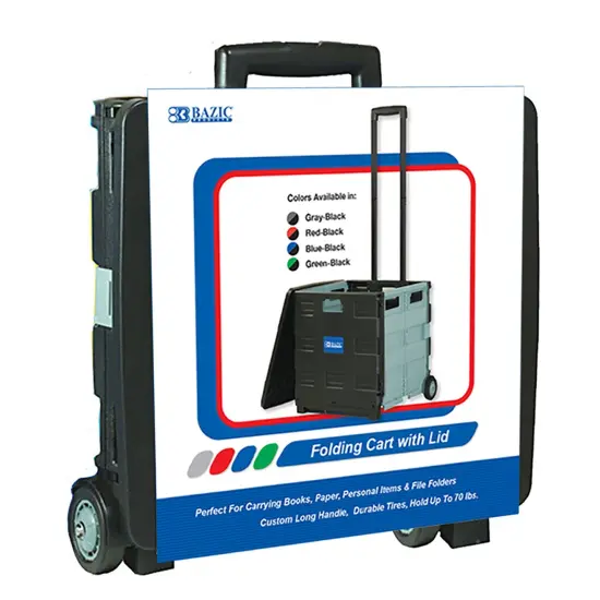 Folding Cart on Wheels w/Lid Cover, 16" x 18" x 15", Black/Gray {1}