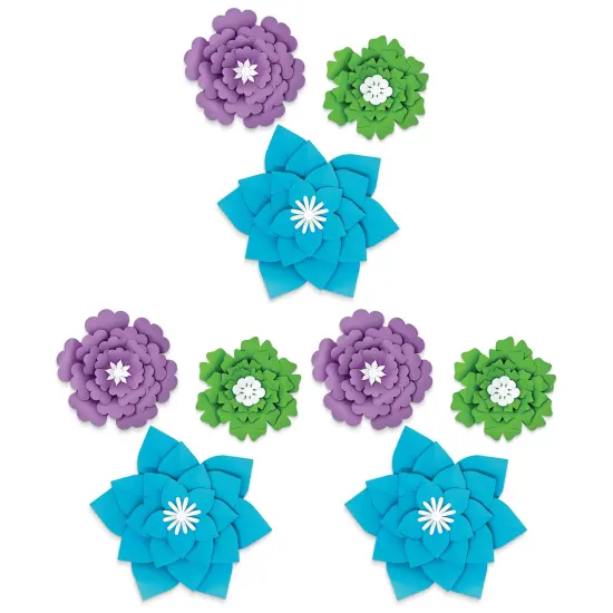 Creatively Inspired Blue, Purple, Green Flowers Dimensional Accent, 3 Per Set, 3 Sets {1}